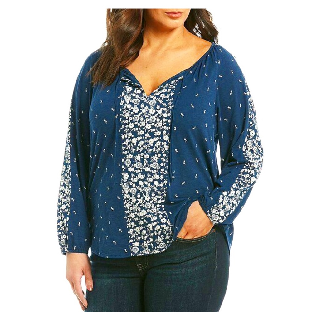 Lucky Brand Boho Floral Peasant Top Plus Size 2x